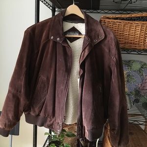 Vintage Brown Suede Leather Bombers Jacket